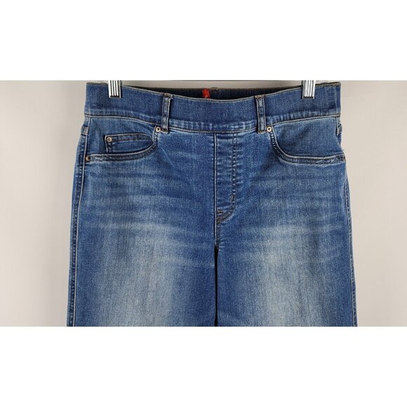Spanx Jeans Womens Blue Large Straight Leg Pull on Denim Pants 30x28 20356R - Picture 3 of 11